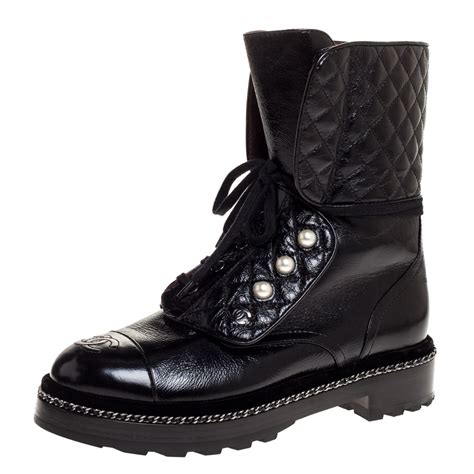 chanel combat boots pearl|chanel quilted combat boots.